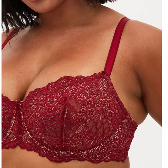 Torrid Curve Balconette Unlined Peacock Lace Straight Back Bra Size 48B NEW - Picture 3 of 11
